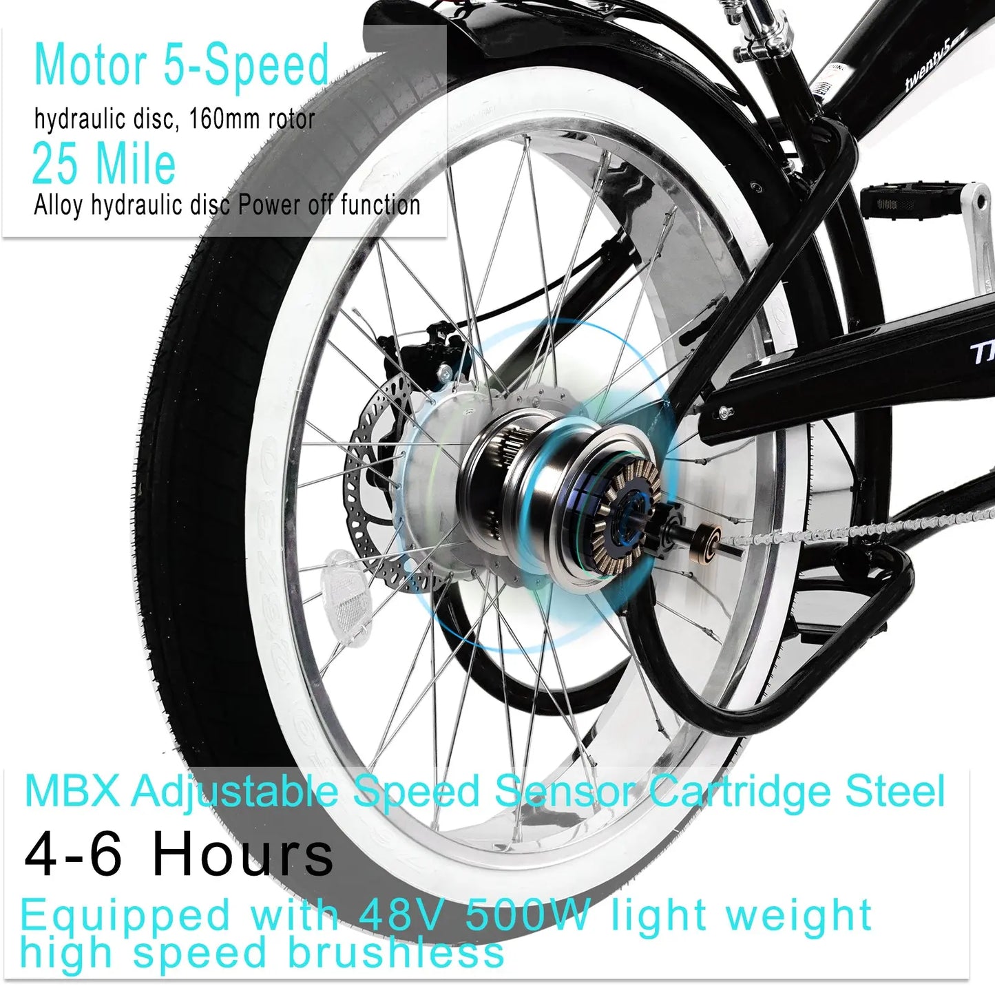 Tracer Stretch Chopper Electric Bike – 26" Fat Tire, 500W Motor, 30-50 Mile Range