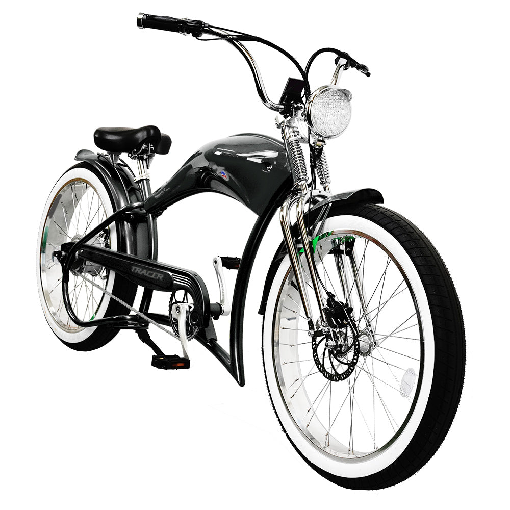 Tracer Stretch Chopper Electric Bike – 26" Fat Tire, 500W Motor, 30-50 Mile Range