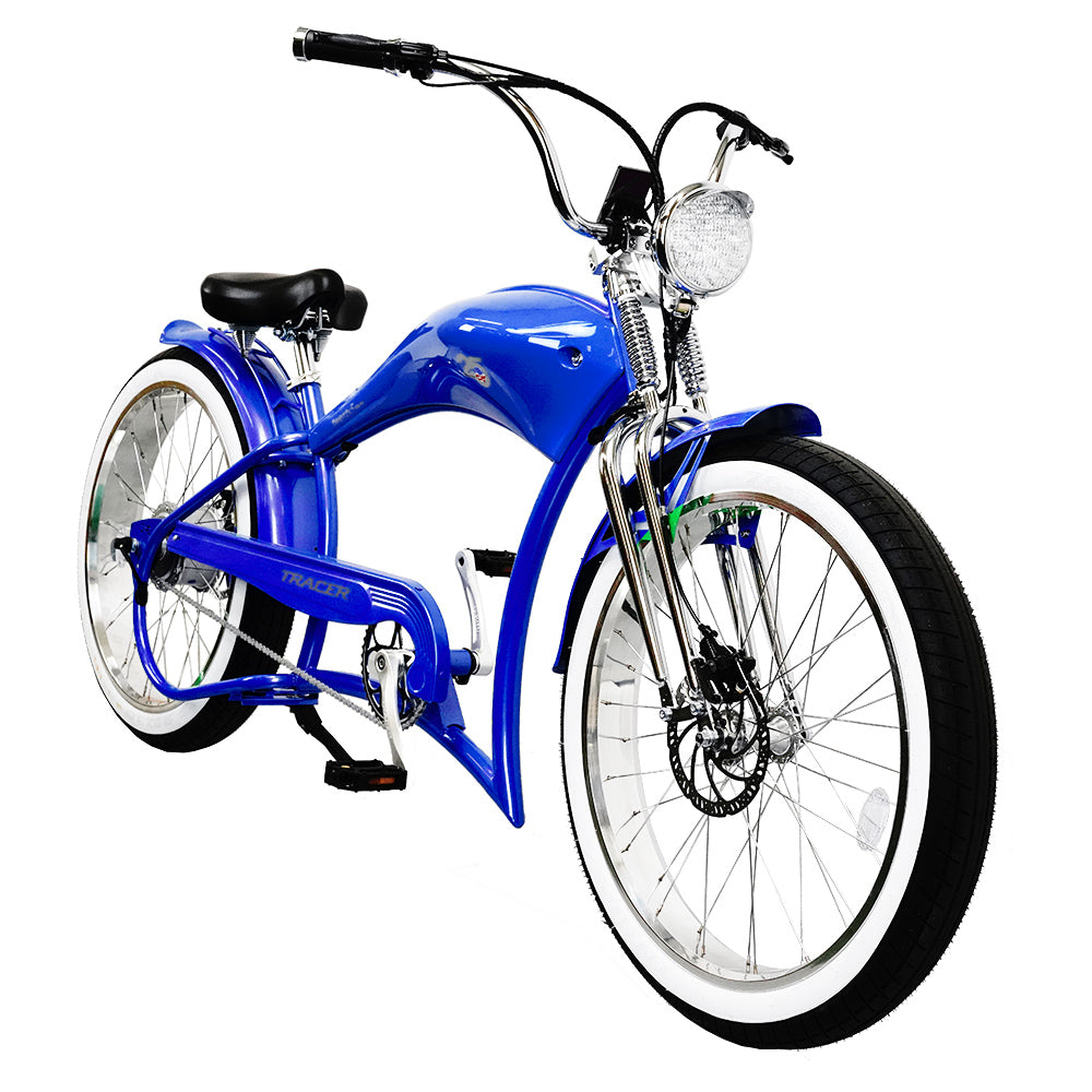 Tracer Stretch Chopper Electric Bike – 26" Fat Tire, 500W Motor, 30-50 Mile Range