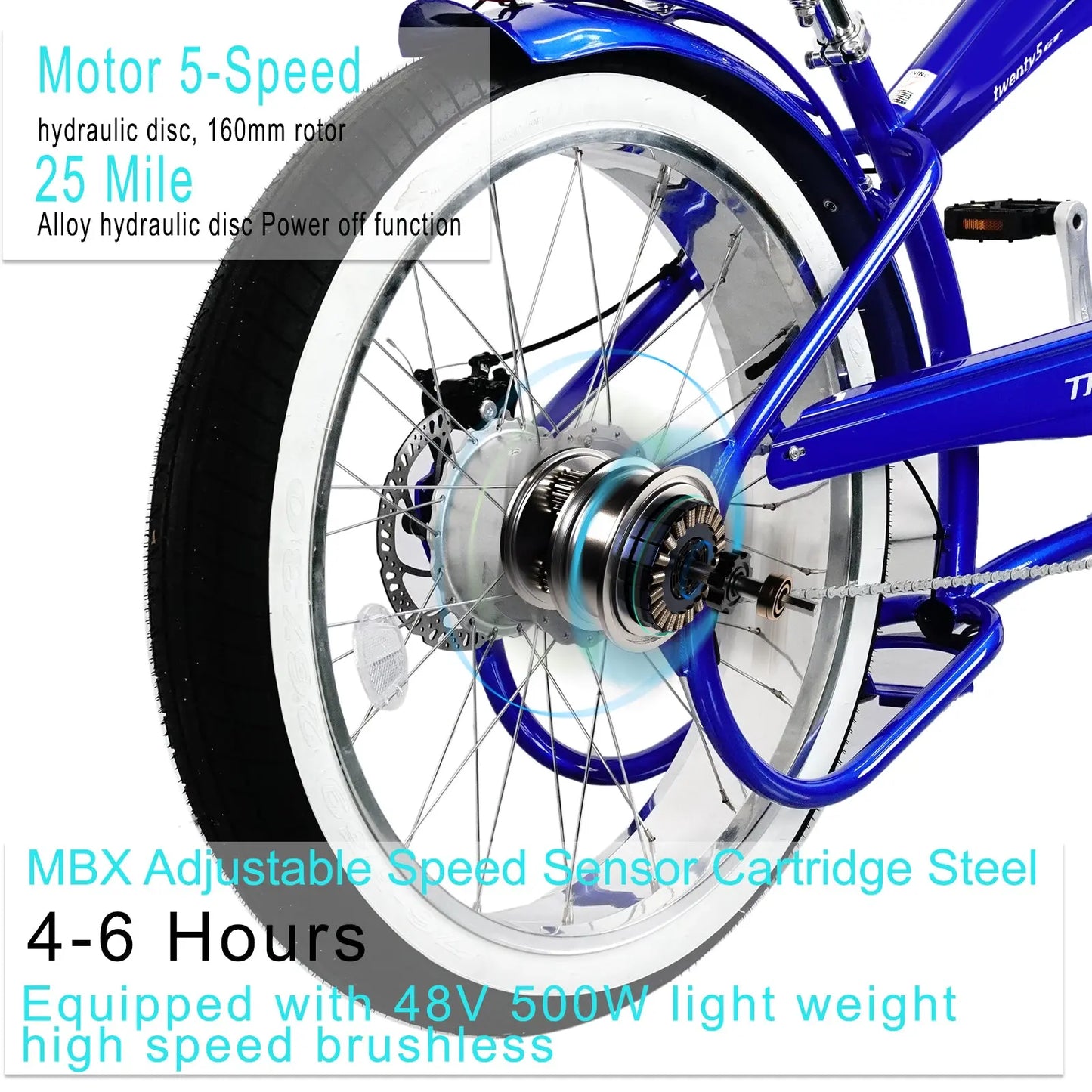 Tracer Stretch Chopper Electric Bike – 26" Fat Tire, 500W Motor, 30-50 Mile Range