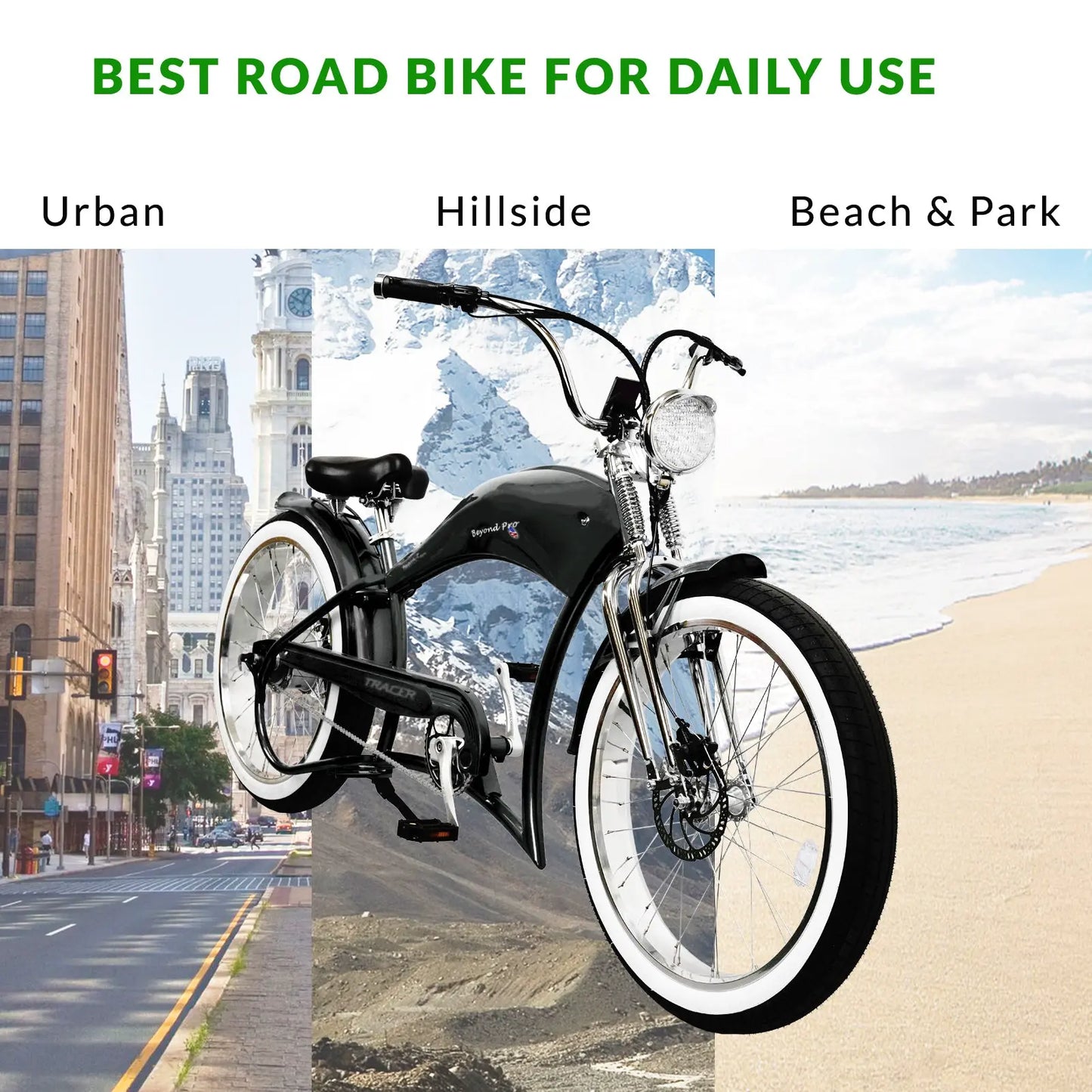Tracer Stretch Chopper Electric Bike – 26" Fat Tire, 500W Motor, 30-50 Mile Range