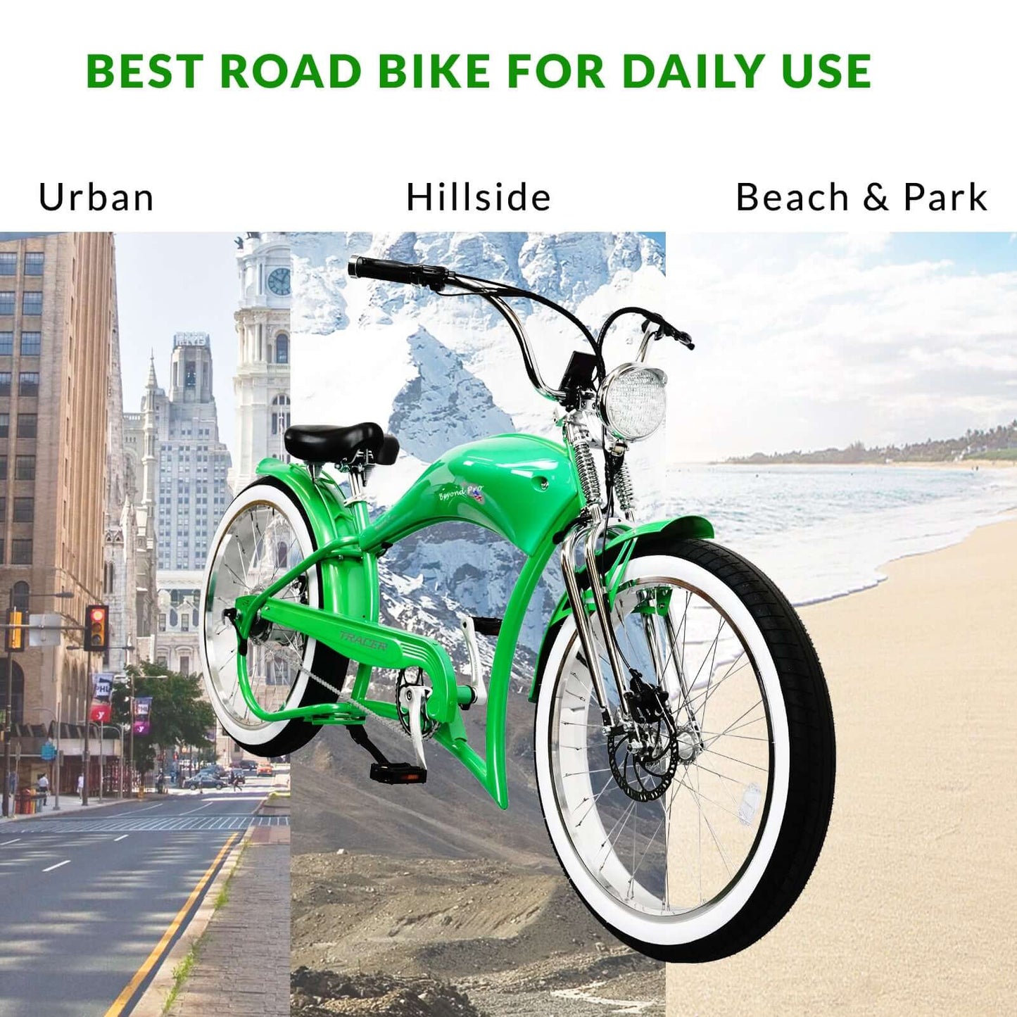 Tracer Stretch Chopper Electric Bike – 26" Fat Tire, 500W Motor, 30-50 Mile Range