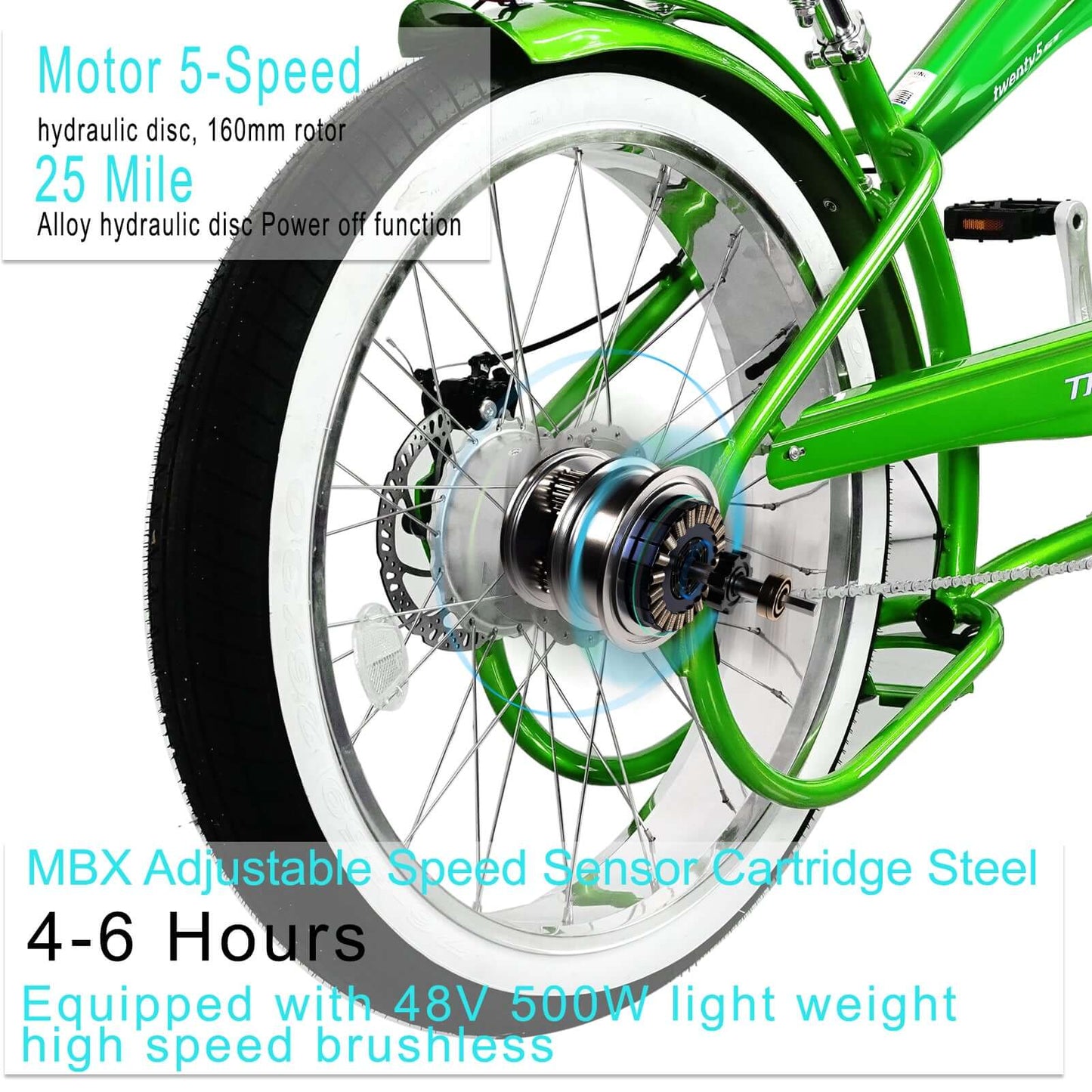 Tracer Stretch Chopper Electric Bike – 26" Fat Tire, 500W Motor, 30-50 Mile Range