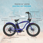 Tracer Loiter Electric Cruiser Bike – 800W Motor, 26" Fat Tires, 25mph Max Speed