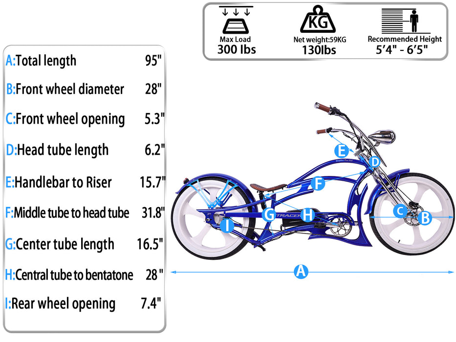 Tracer Raptor Pro DS 800W Stretch Cruiser Ebike