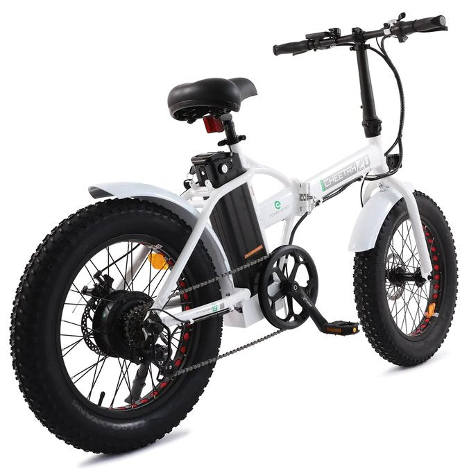 Ecotric 20" Fat Tire Portable and Folding Electric Bike - White | UL Certified