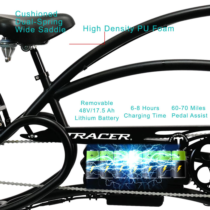 Tracer Beyond Pro 800W 26'' Classic Stretch Chopper EBike