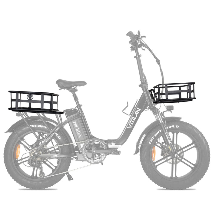 VITILAN Large Basket Front and Rear Hanging Bike Basket Bicycle Bag Cargo Rack for U7/U3