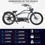 Tracer Legend GT7 Electric Chopper Bike – 1000W Motor, 26" Fat Tires, Shimano 7-Speed