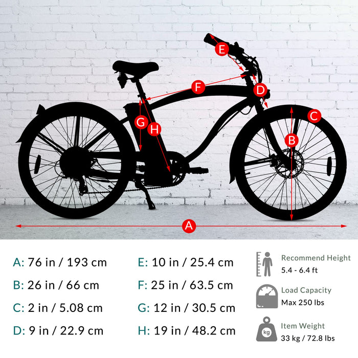 Tracer Omega Electric Cruiser Bike – 500W Motor, 30-Mile Range (Men)