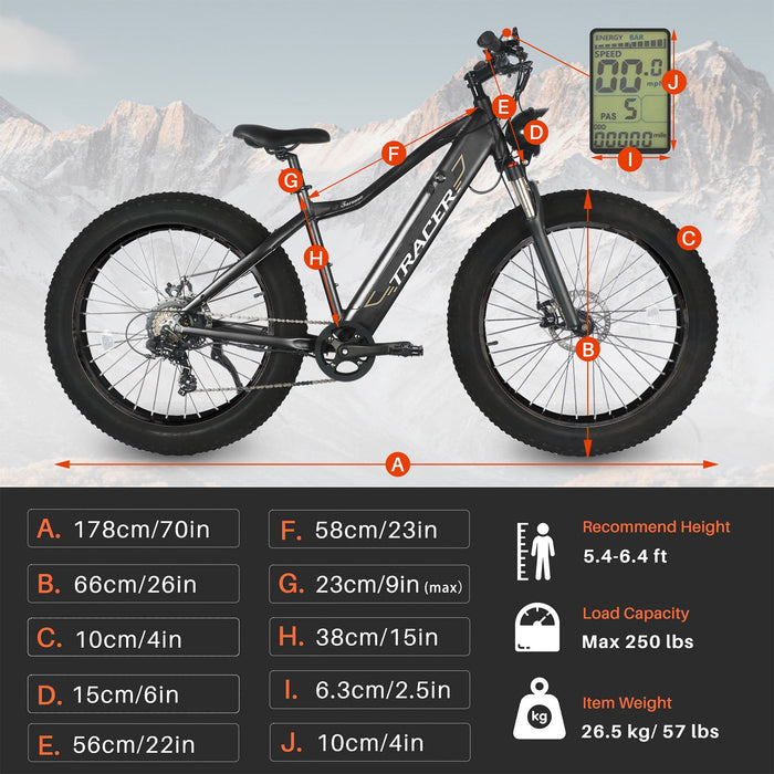 Tracer Tacoma 26"800W Electric Fat Tire Bike w/ Dual Suspensions.