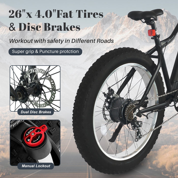 Tracer Tacoma 26"800W Electric Fat Tire Bike w/ Dual Suspensions.