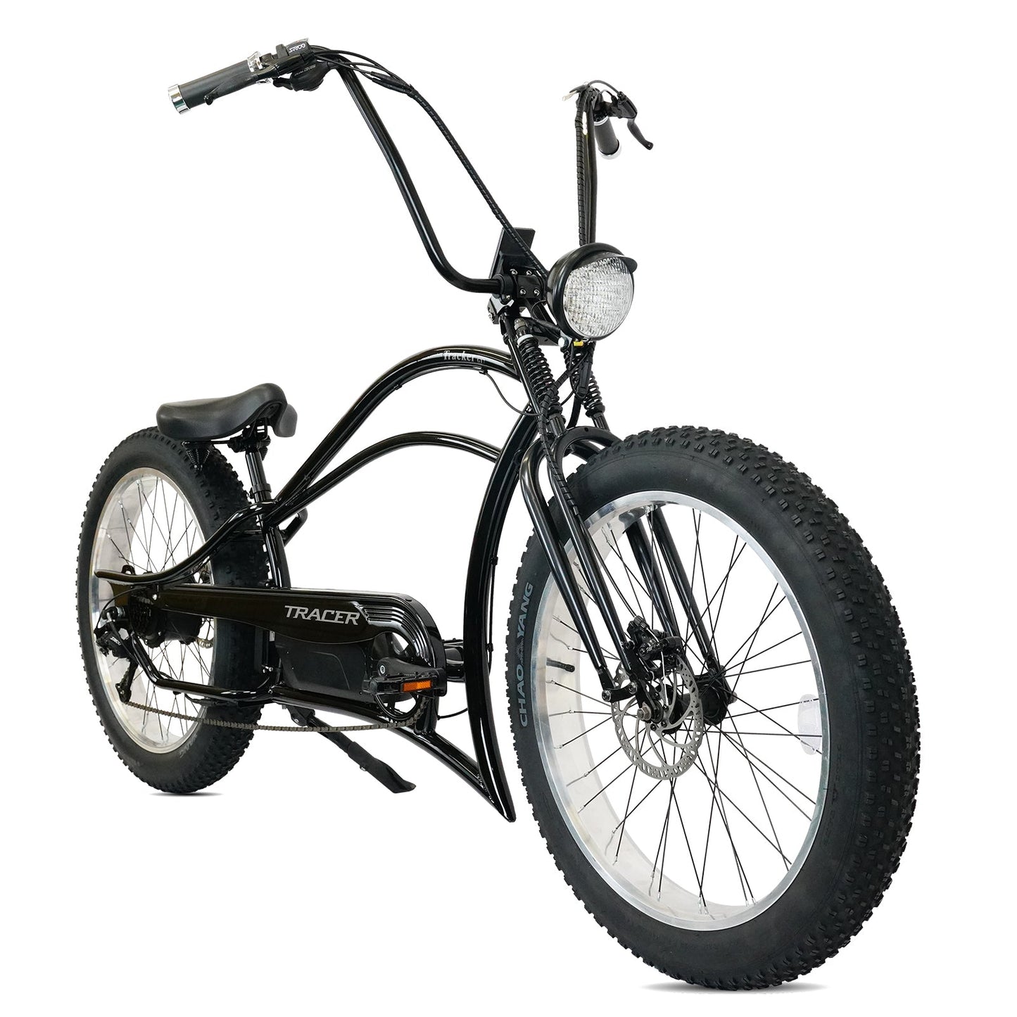 Tracer Tracker DS7  26" 7 Speed Stretch E-Bike with Classic Dual Springer Fork.