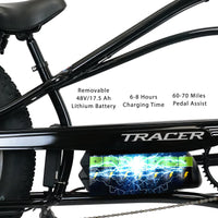Tracer Tracker DS7  26" 7 Speed Stretch E-Bike with Classic Dual Springer Fork.
