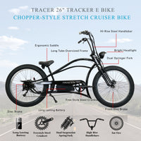 Tracer Tracker DS7  26" 7 Speed Stretch E-Bike with Classic Dual Springer Fork.