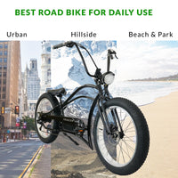 Tracer Tracker DS7  26" 7 Speed Stretch E-Bike with Classic Dual Springer Fork.