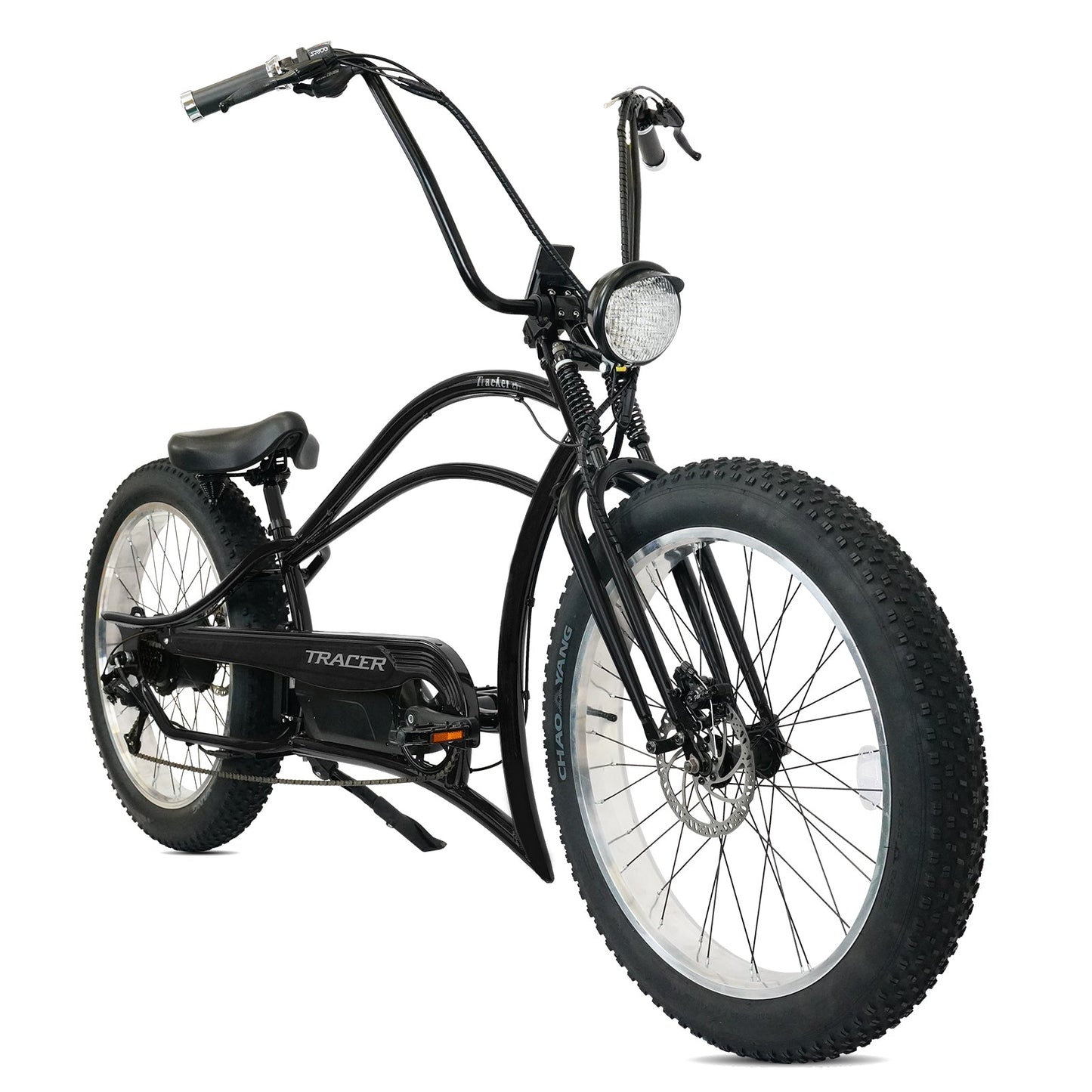 Tracer Tracker DS7  26" 7 Speed Stretch E-Bike with Classic Dual Springer Fork.