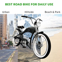 Tracer Stretch Chopper Electric Bike – 26" Fat Tire, 500W Motor, 30-50 Mile Range