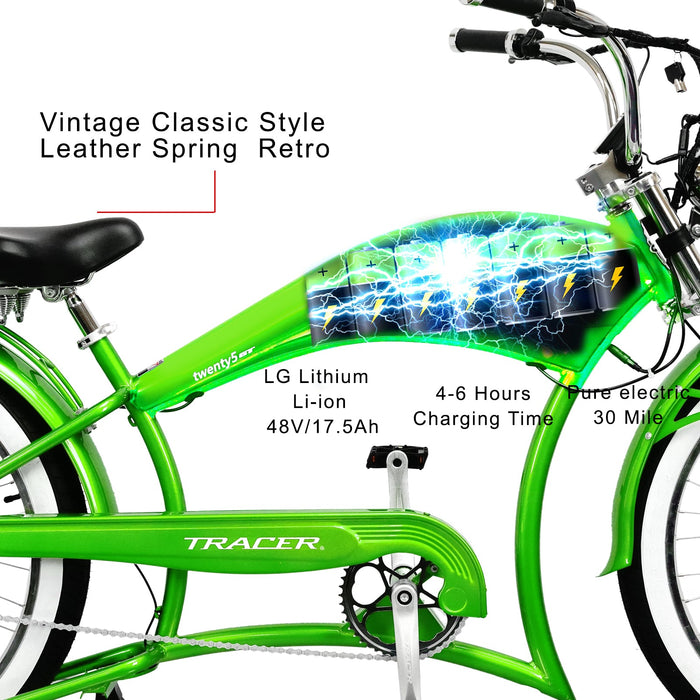 Tracer Twenty5 GT 500W 26" Chopper Cruiser E-Bikes